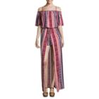 City Triangle 3/4 Sleeve Stripe Maxi Dress-juniors