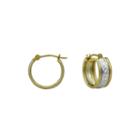 14k Two-tone Gold 15mm Small Band Hoop Earrings