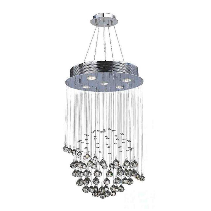 Saturn Collection 5 Light Mini Chrome Finish And Clear Crystal Galaxy Chandelier