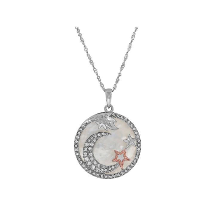 Womens White Mother Of Pearl 14k Sterling Silver Gold Over Silver Pendant Necklace