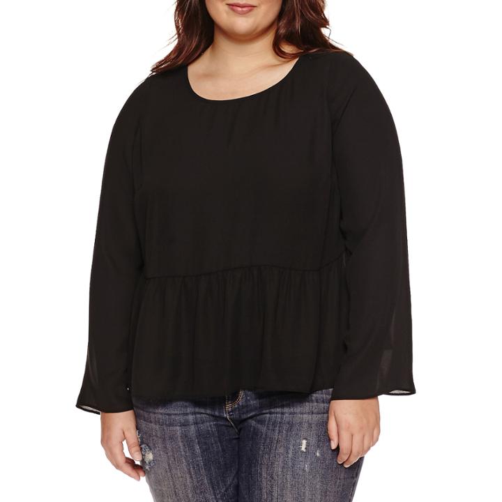 Decree Long Sleeve Round Neck Blouse-juniors Plus