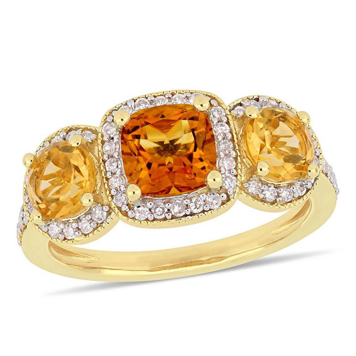 Womens 1/3 Ct. T.w. Yellow Citrine Gold Over Silver Cocktail Ring