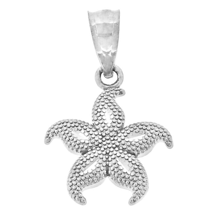 Sterling Silver Beaded Starfish Charm Pendant