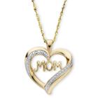 Diamond-accent Two-tone Mom Heart Pendant Necklace