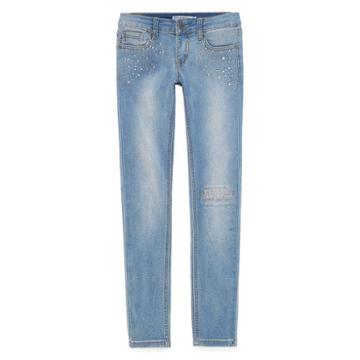 V Gold 5-pocket Star Rhinestone Embellished Skinny Jean