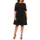 London Times Elbow Sleeve Fit & Flare Dress-plus