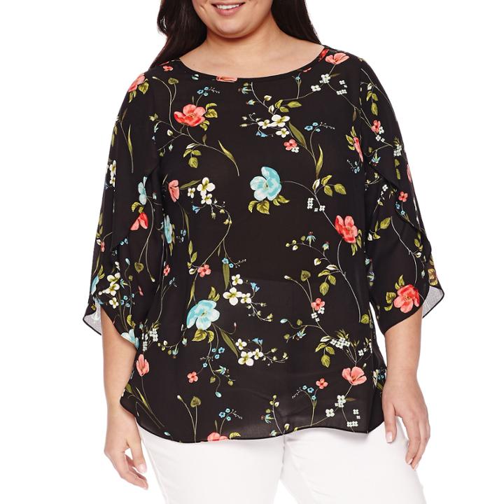 Worthington Tulip Sleeve Blouse - Plus