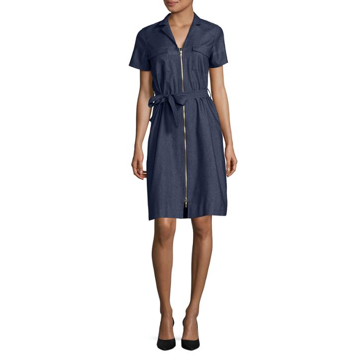 Sharagano Short Sleeve Shirt Dress