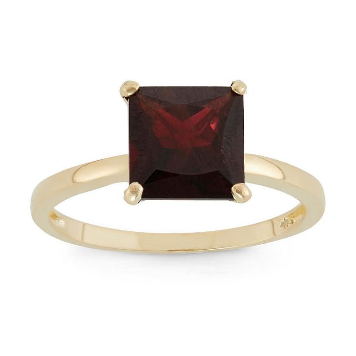 Womens Garnet Red 10k Gold Solitaire Ring