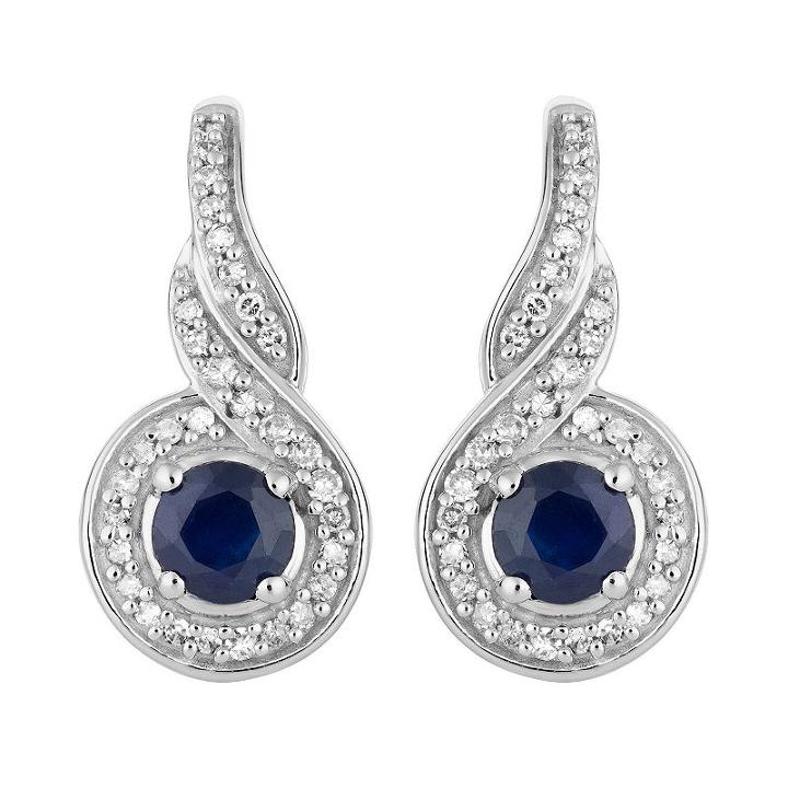 1/5 Ct. T.w. Genuine Blue Sapphire 10k White Gold Round Drop Earrings