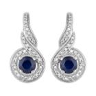1/5 Ct. T.w. Genuine Blue Sapphire 10k White Gold Round Drop Earrings