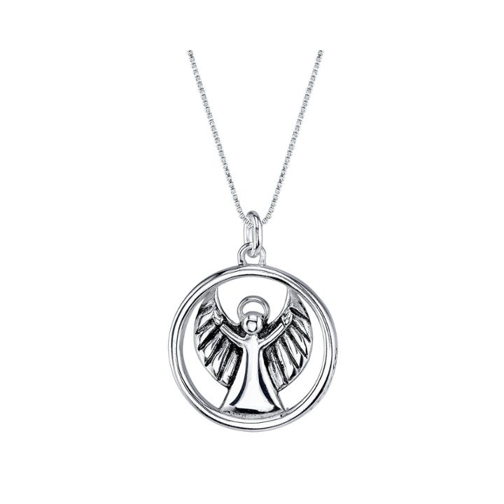 Inspired Moments&trade; Sterling Silver Angel Watch Over Me Pendant Necklace