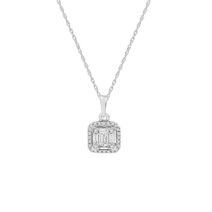 Womens 1/4 Ct. T.w. Genuine White Diamond 10k White Gold Pendant Necklace
