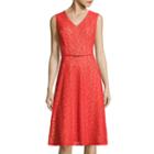 Black Label By Evan-picone Sleeveless Floral Lace A-line Dress