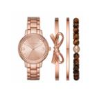Liz Claiborne Womens Rose Goldtone 4-pc. Watch Boxed Set-lc9041