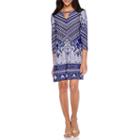 Tiana B. 3/4-sleeve Keyhole Printed Sheath Dress