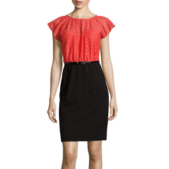 Byer Cap-sleeve Lace Sheath Dress