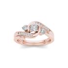 1/2 Ct. T.w. Diamond 10k Rose Gold 3-stone Bypass Ring Set
