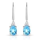 Diamond Accent Genuine Blue Blue Topaz Sterling Silver Drop Earrings