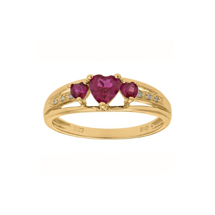 Lab-created Ruby And Diamond-accent 3-stone Heart Ring