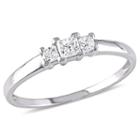 Love Lives Forever Womens 1/4 Ct. T.w. Genuine Princess White Diamond 10k Gold 3-stone Ring