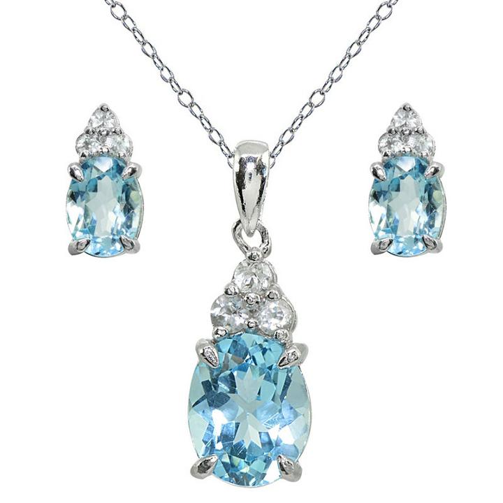 Womens 2-pack Blue Topaz Sterling Silver Jewelry Set