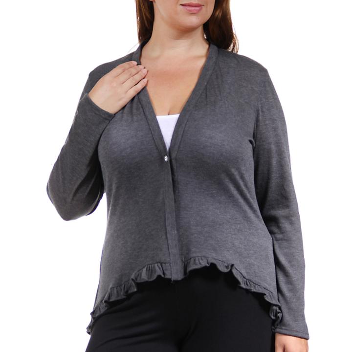 24/7 Comfort Apparel Ruffle Shrug Cardigan Plus