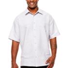 Havanera Short Sleeve Geometric Button-front Shirt-big And Tall