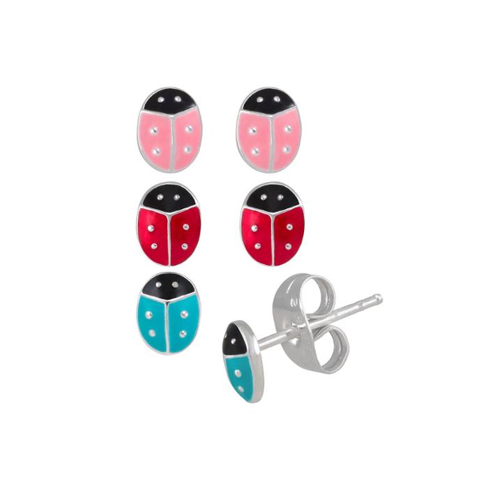 Sterling Silver Enamel Butterly Stud Earring Set