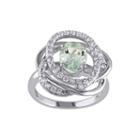 Genuine Green Amethyst And White Topaz Sterling Silver Swirl Ring