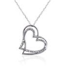 Diamonart Womens 3/4 Ct. T.w. White Cubic Zirconia Sterling Silver Heart Pendant Necklace