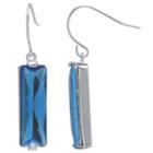 Sparkle Allure Blue Crystal Rectangle Silver Over Brass Drop Earrings