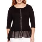 Worthington Long-sleeve Embellished Sweater - Plus