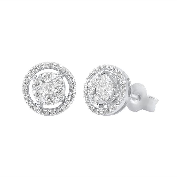 1/2 Ct. T.w. Genuine Diamond 14k White Gold 9.5mm Stud Earrings