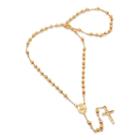 Mens 18k Gold Over Stainless Steel Rosary Necklaces