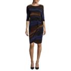 Robbie Bee 3/4 Sleeve Ombre Sheath Dress
