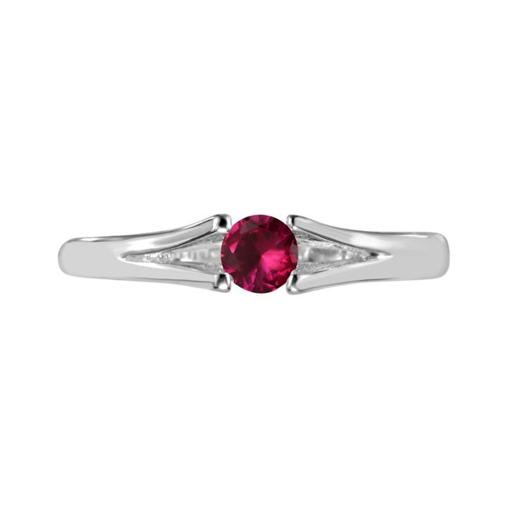 Womens Lab Created Ruby Sterling Silver Solitaire Ring