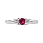 Womens Lab Created Ruby Sterling Silver Solitaire Ring