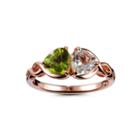 Womens Green Peridot Gold Over Silver Cocktail Ring