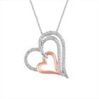 Womens 1/10 Ct. T.w. Genuine White Diamond Heart Pendant Necklace