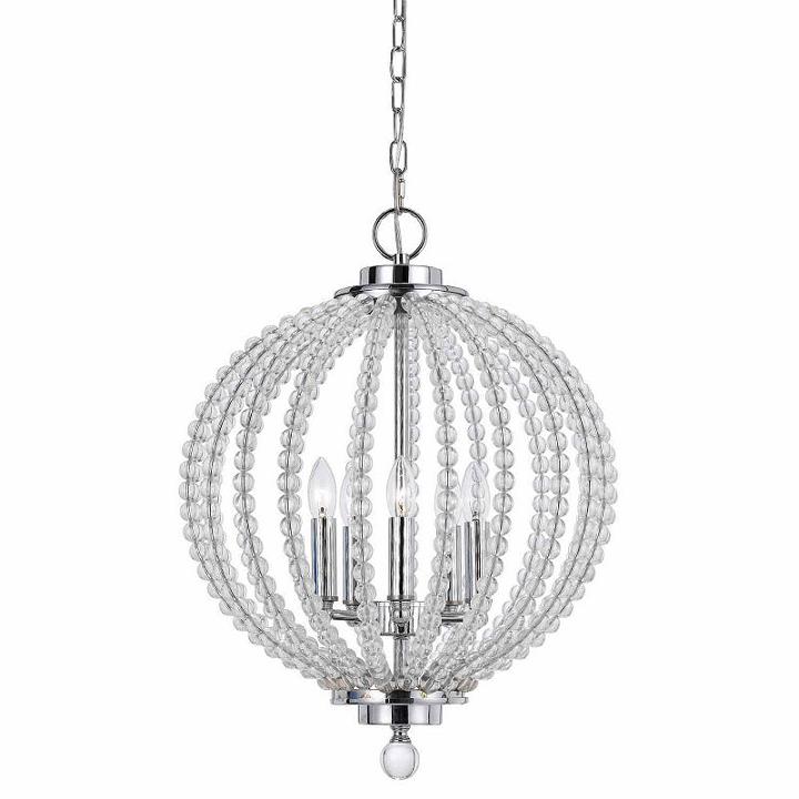 Wooten Heights 19.5 Inch Tall Glass Pendant In Chrome Glass Finish