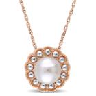 Womens 17 Inch White Pearl 10k Gold Link Necklace