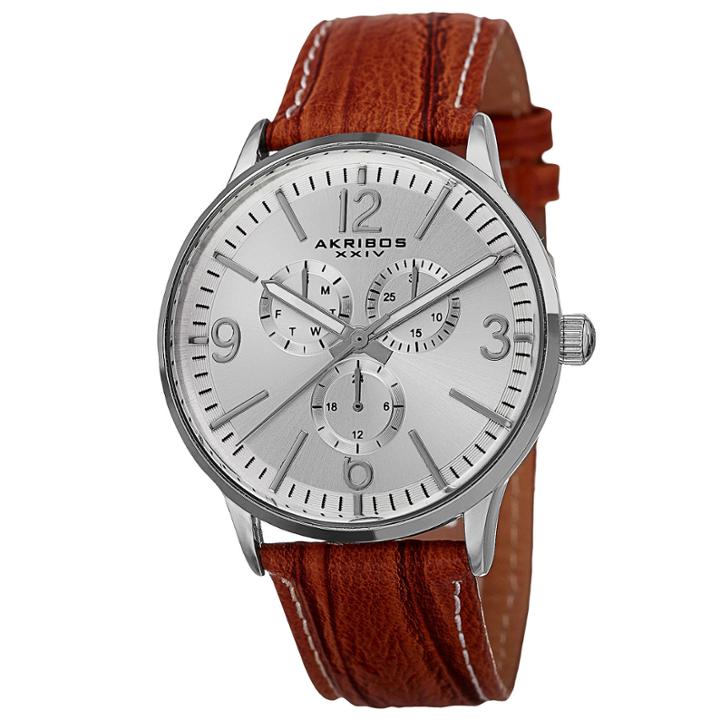 Akribos Xxiv Unisex Brown Strap Watch-a-769br