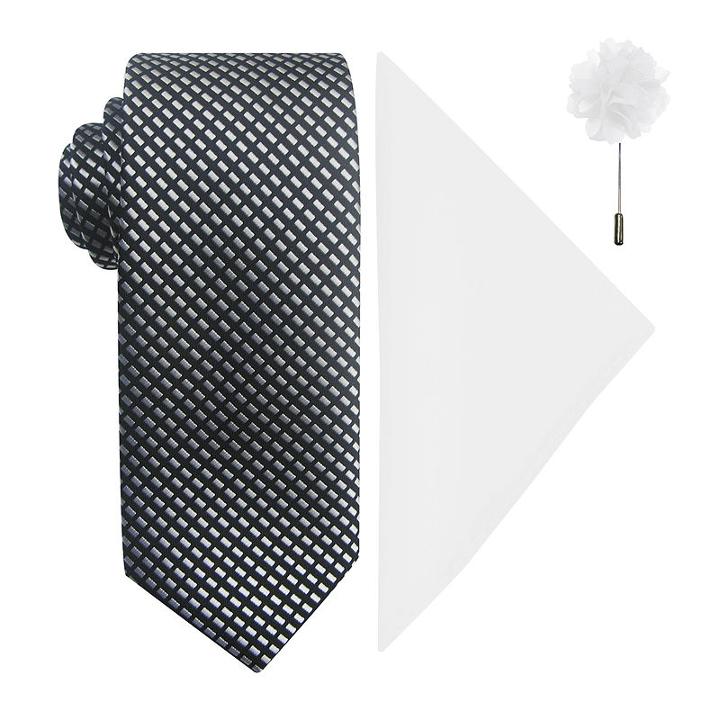 Jf J. Ferrar Natte Tie, Pocket Square And Lapel Pin Set