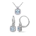 Womens 2-pc. 1/3 Ct. T.w. Blue Aquamarine 10k Gold Sterling Silver Jewelry Set