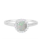 Womens Lab Created Opal White Sterling Silver Round Cocktail Ring