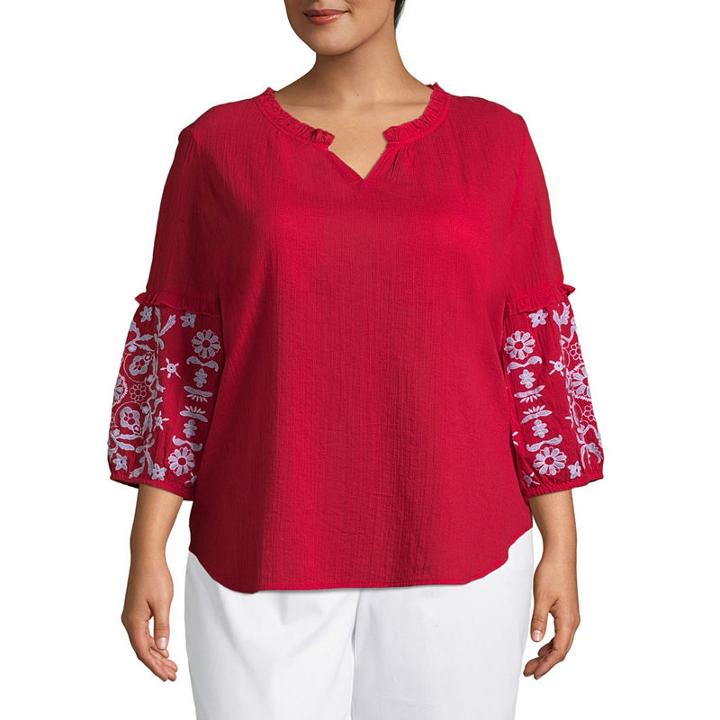 Liz Claiborne Ruffle Popover- Plus