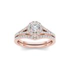 3/4 Ct. T.w. Diamond 10k Rose Gold Bridal Set Ring