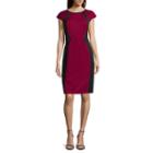Rn Studio By Ronni Nicole Cap-sleeve Colorblock Textured Sheath Dress - Petite
