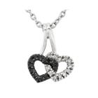 1/8 Ct. T.w. White And Color-enhanced Black Diamond Sterling Double Heart Pendant Necklace
